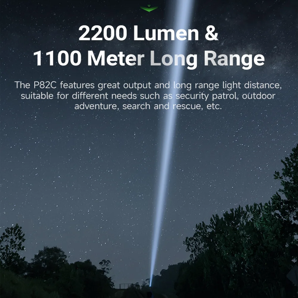 NEXTORCH P82C 1100m long distance lighting flashlight 2200 lumens duty search flashlight High brightne Long-Range led flashlight