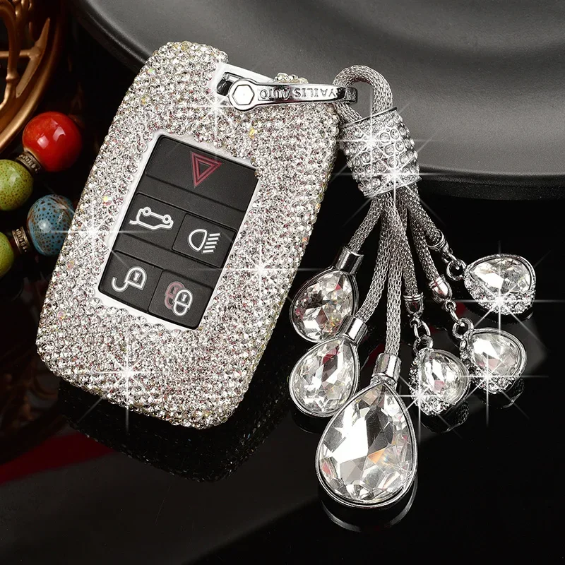 

Fashion Sparkling Diamond Car Key Cover For Land Rover Range Rover Sport Evoque Freelander Velar Discovery 4 Jaguar XE XJ XF PA