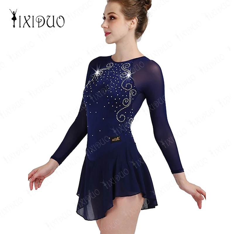 Figure Skating Costume Women's Open-back Mesh Elasticity High Elasticity Competition Skating Wear Quick-drying Handmade Classic