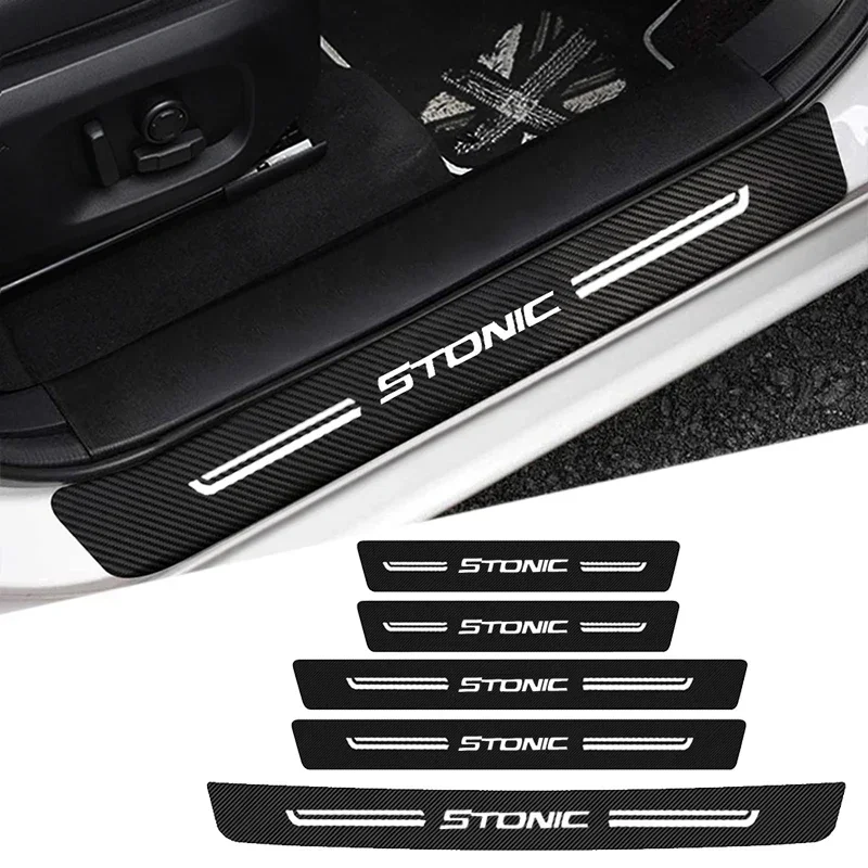 Car Threshold Stickers Door Sill Protector Anti Scratch Carbon Fiber Film For KIA STONIC Badge Trunk Sill Bumper Guard Strips