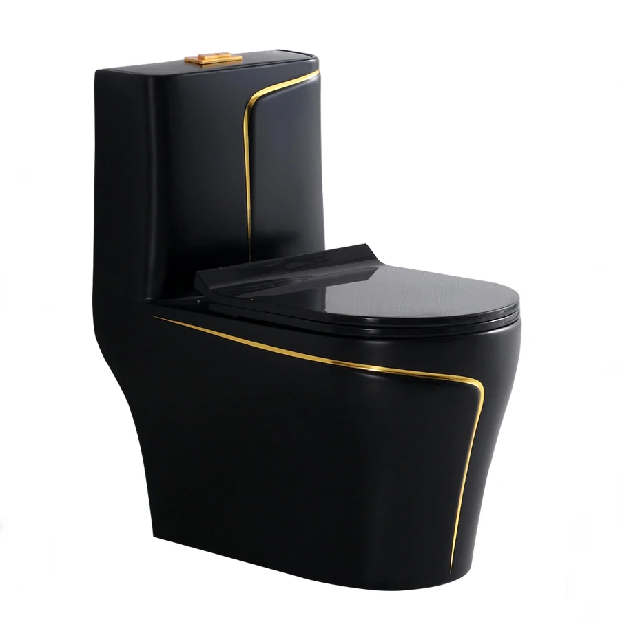 water saving wc cermic black and gold toilet for hotel!