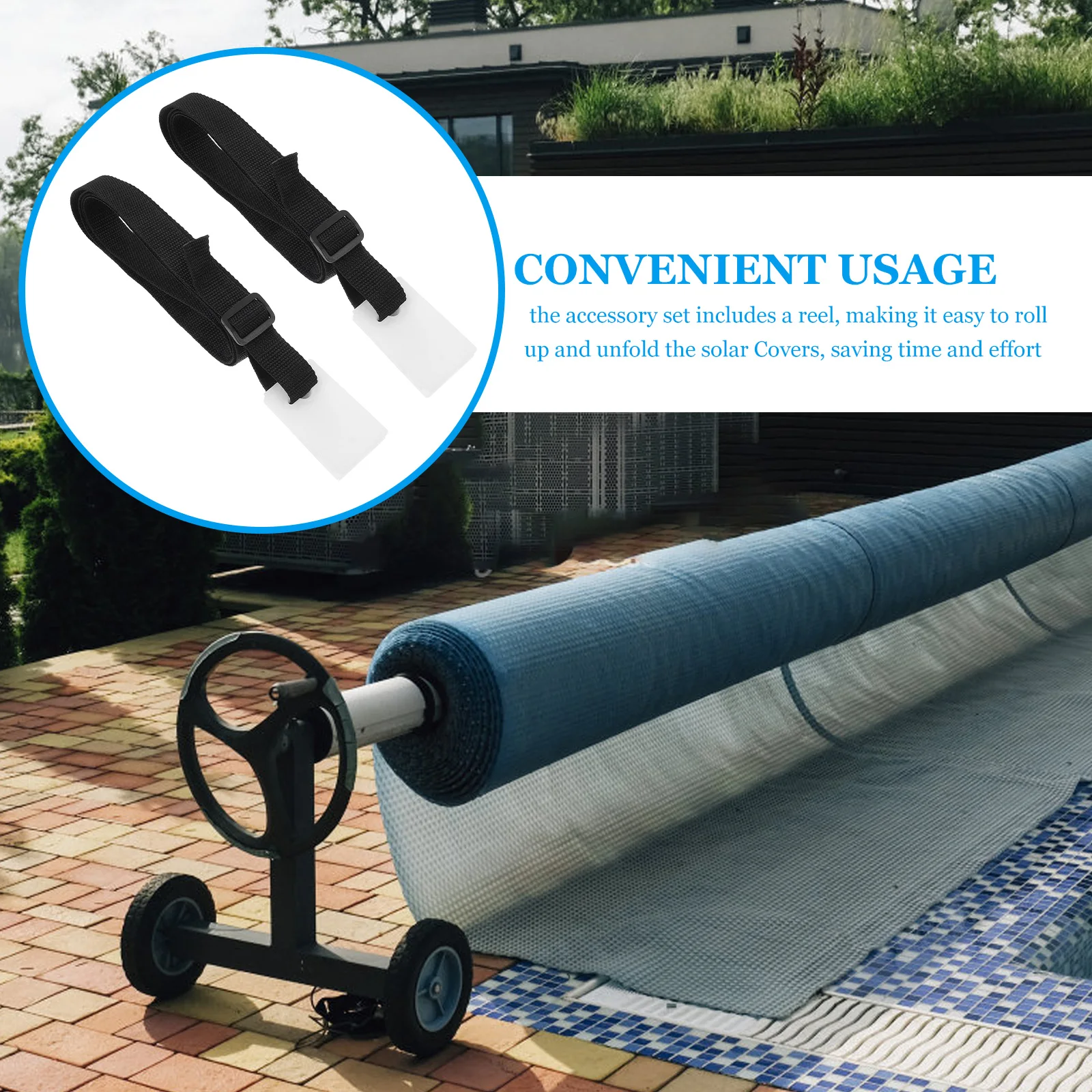 

18Pcs Solar Covers Reel Holder Replacement Parts Straps Clips for Above Ground Pool Solar Blanket Covers Reel Accessories