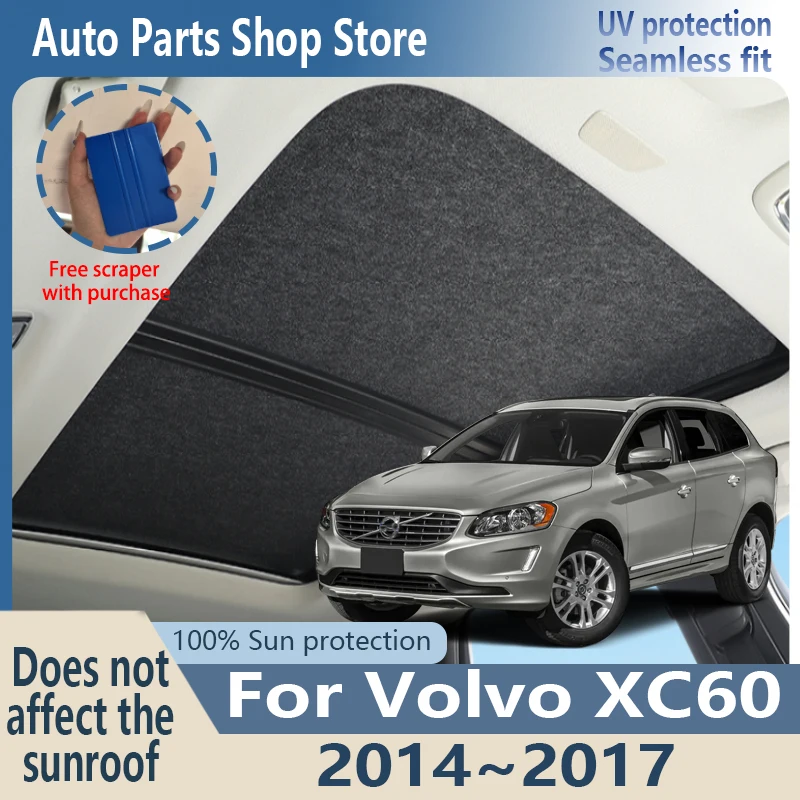 

Sun Protection For Volvo XC60 2014~2017 16 Electrostatic Adsorption Suede Fabric Panoramic Sunroof Insulation Roof Visor Anti-UV