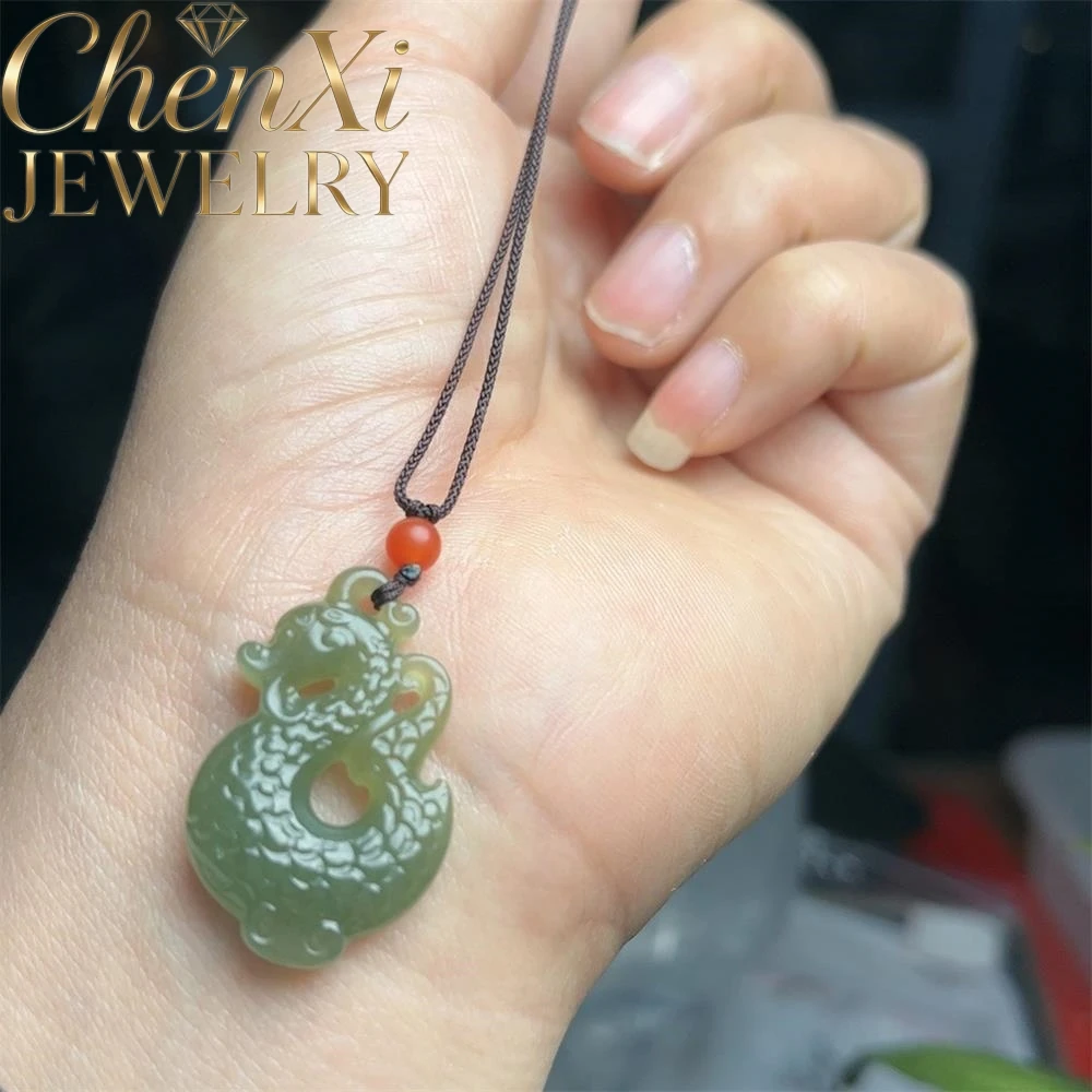

Элитный кулон из натурального нефрита Хэтянь в форме дракона с ажурной резьбой, роскошное качество, модные ювелирные изделия, изысканный, элегантный, популярный