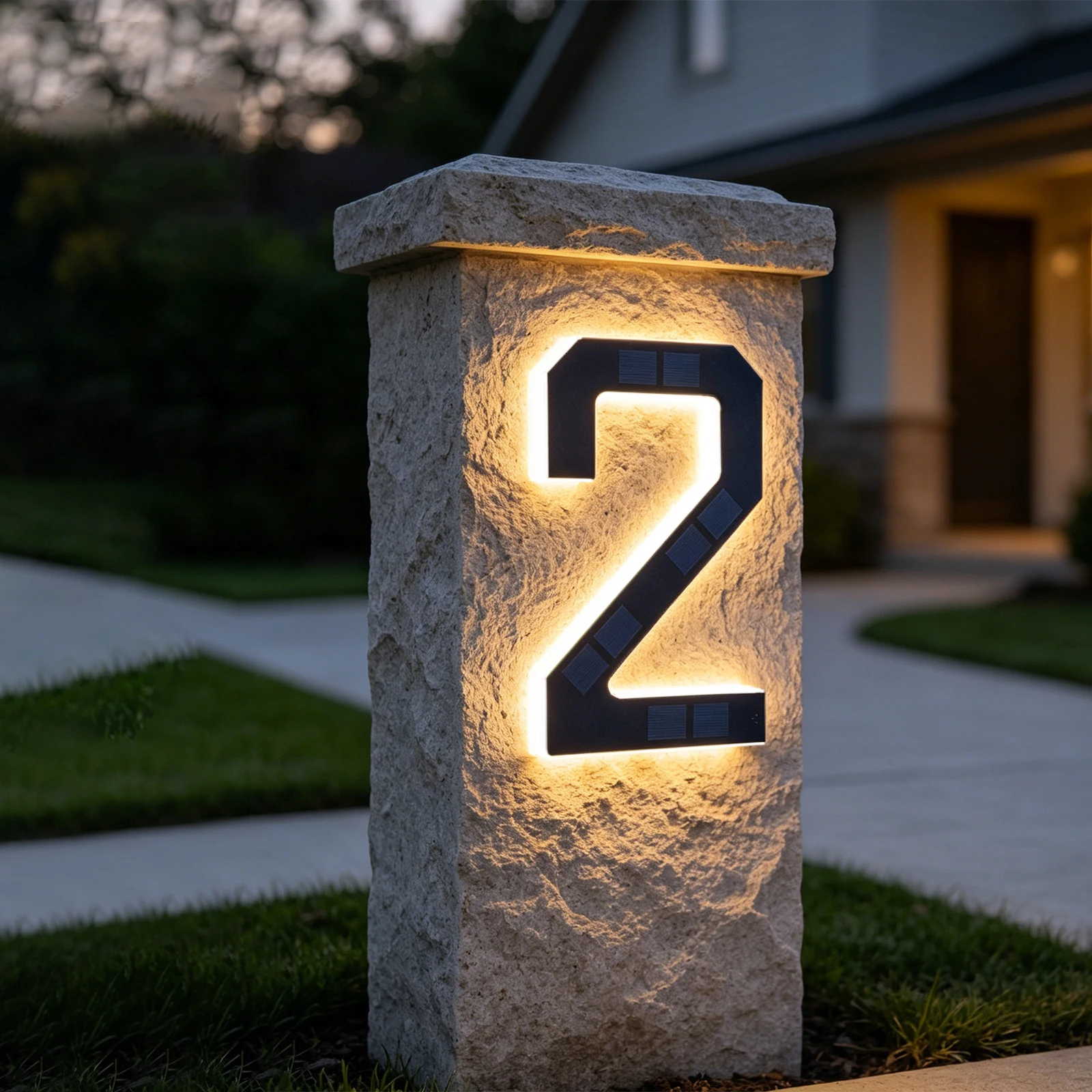 Lampe solaire LED pour numéro de maison, étanche IPX4, panneau d'adresse lumineux extérieur de 7 pou