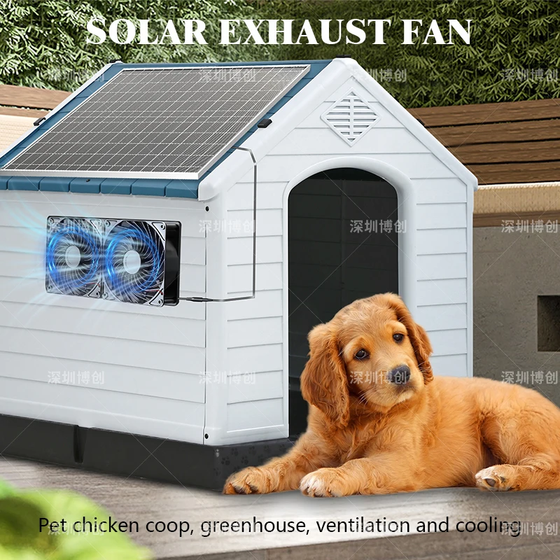 Solar Powered Fan with 500W Panel Portable Cooling for Outdoor, Camping & Greenhouse