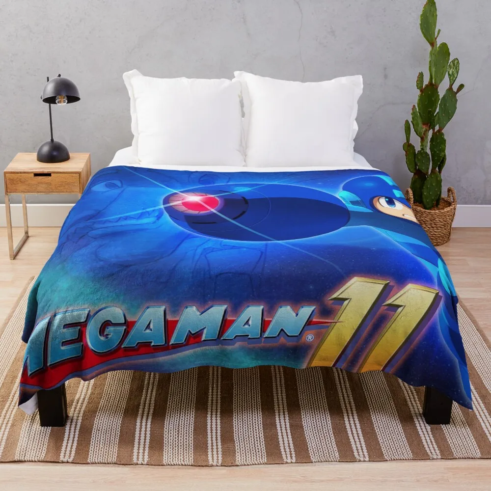 Mega Man 11 Throw Blanket Soft Sherpa Fleece Warm Blanket for Winter