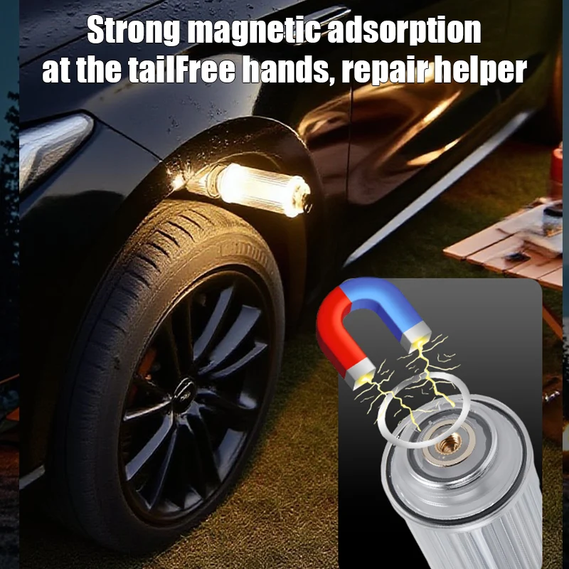 جديد شفاف 38 استكشاف USB مصباح يدوي قابل لإعادة الشحن فانوس تخييم LED صغير مع قاعدة مغناطيسية بطارية 3000 مللي أمبير في الساعة ضوء خارجي