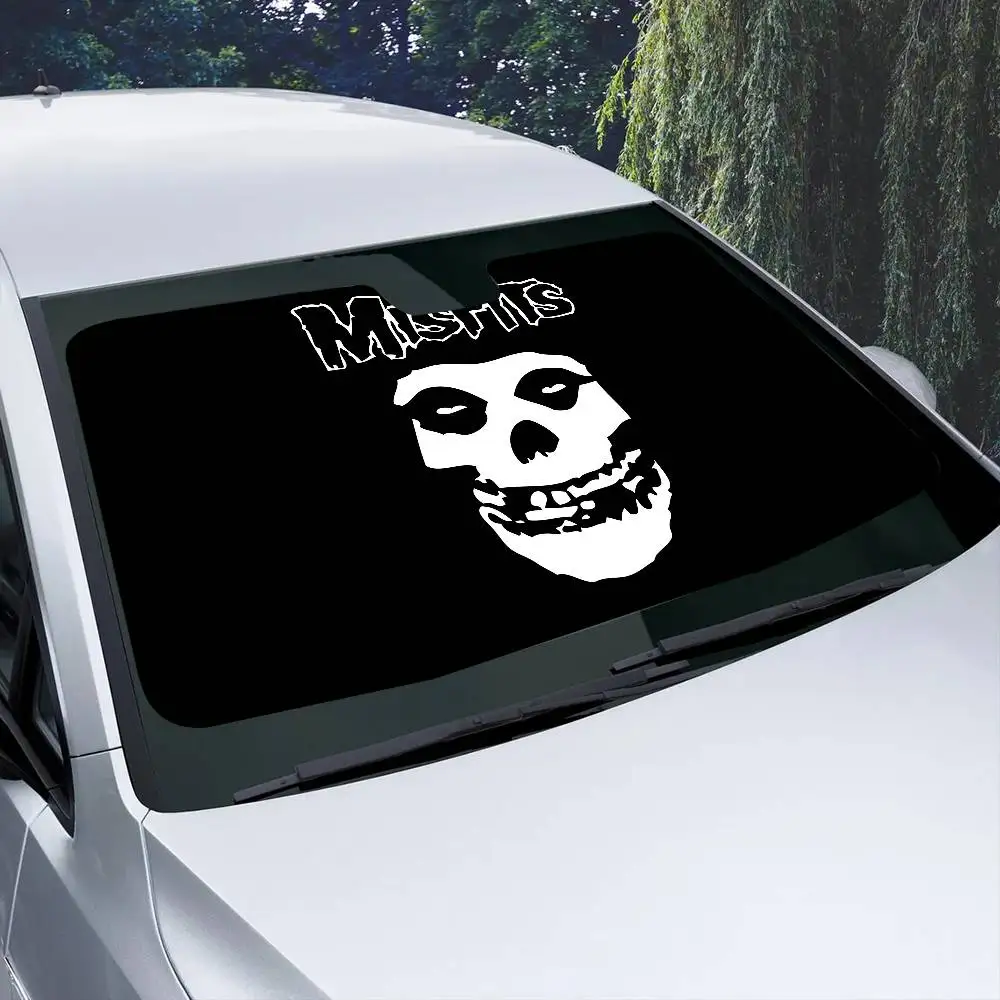 

Classic Punk Band The M-Misfits Novelty Car Front Windshield Sunshade 70x130cm Cartoon Foils Car Window Windscreen Cover