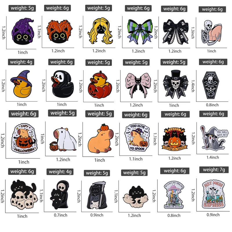 Creative Halloween Pumpkin Animal Brooch Enamel Pins Punk Bowknot Capybara Duck Skull Brooches Bag Lapel Badge Jewelry Accessory