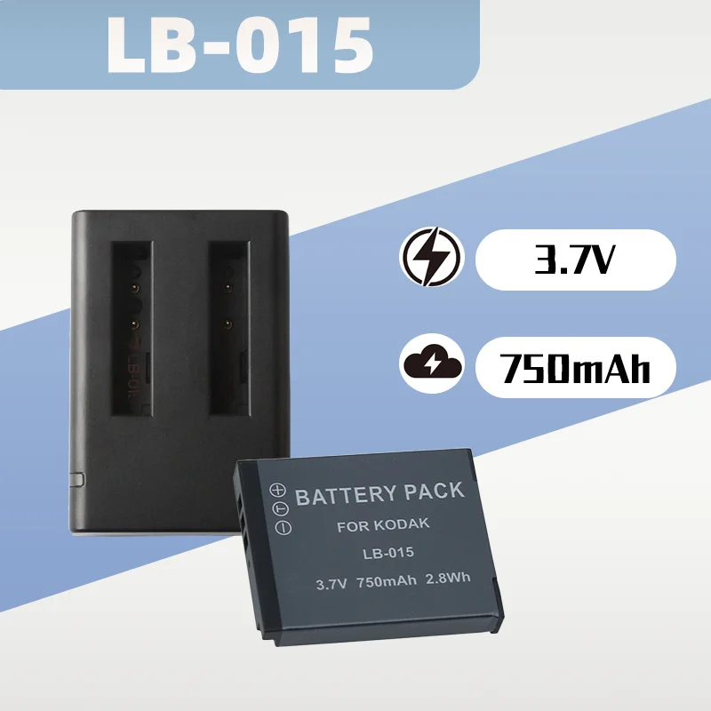 

Аккумулятор LB-015 3,7 В, 750 мАч + двухпортовое USB-зарядное устройство для прочной водонепроницаемой цифровой камеры Kodak PIXPRO WPZ2