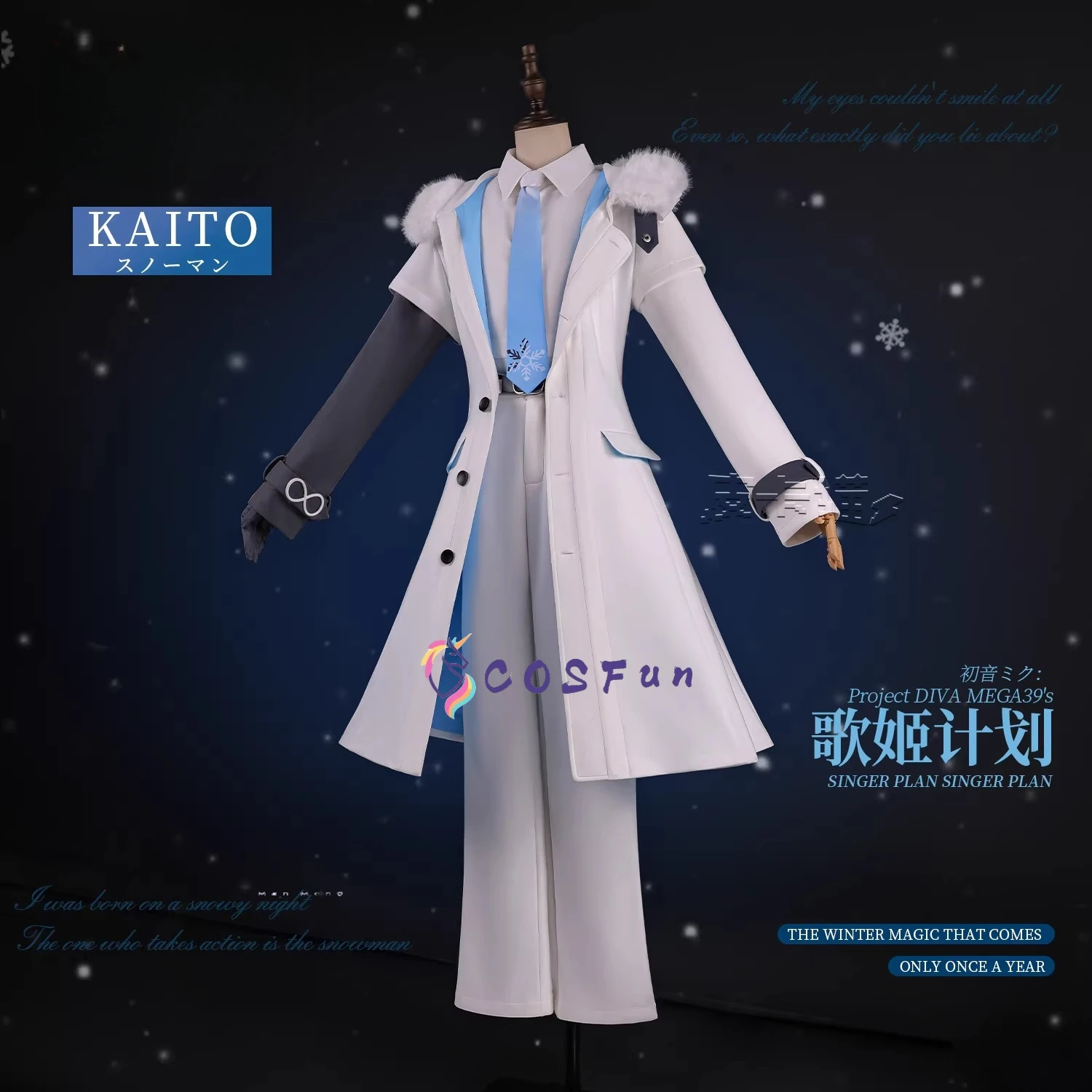 Disfraz de Muñeco de Nieve de Kaito de PJSK, Conjunto Completo con Accesorios y Uniforme para Mujeres y Hombres, Halloween, Carnaval, Fiesta COSFun