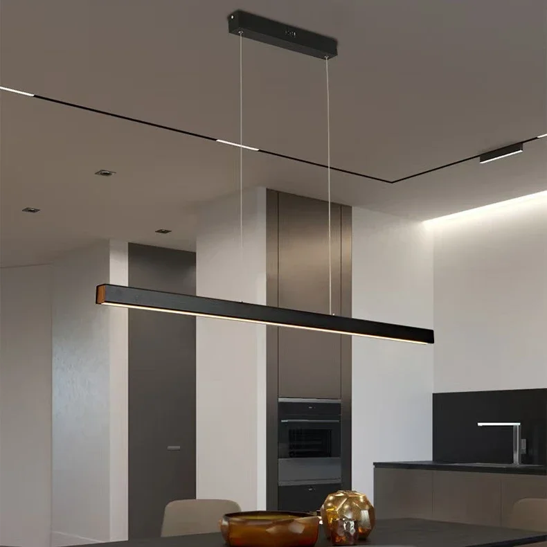 

Simple Straight Bar Adjustable Pendant Lights for Living Rooms Restaurants Offices Full Spectrum Eye Protection Long Chandeliers