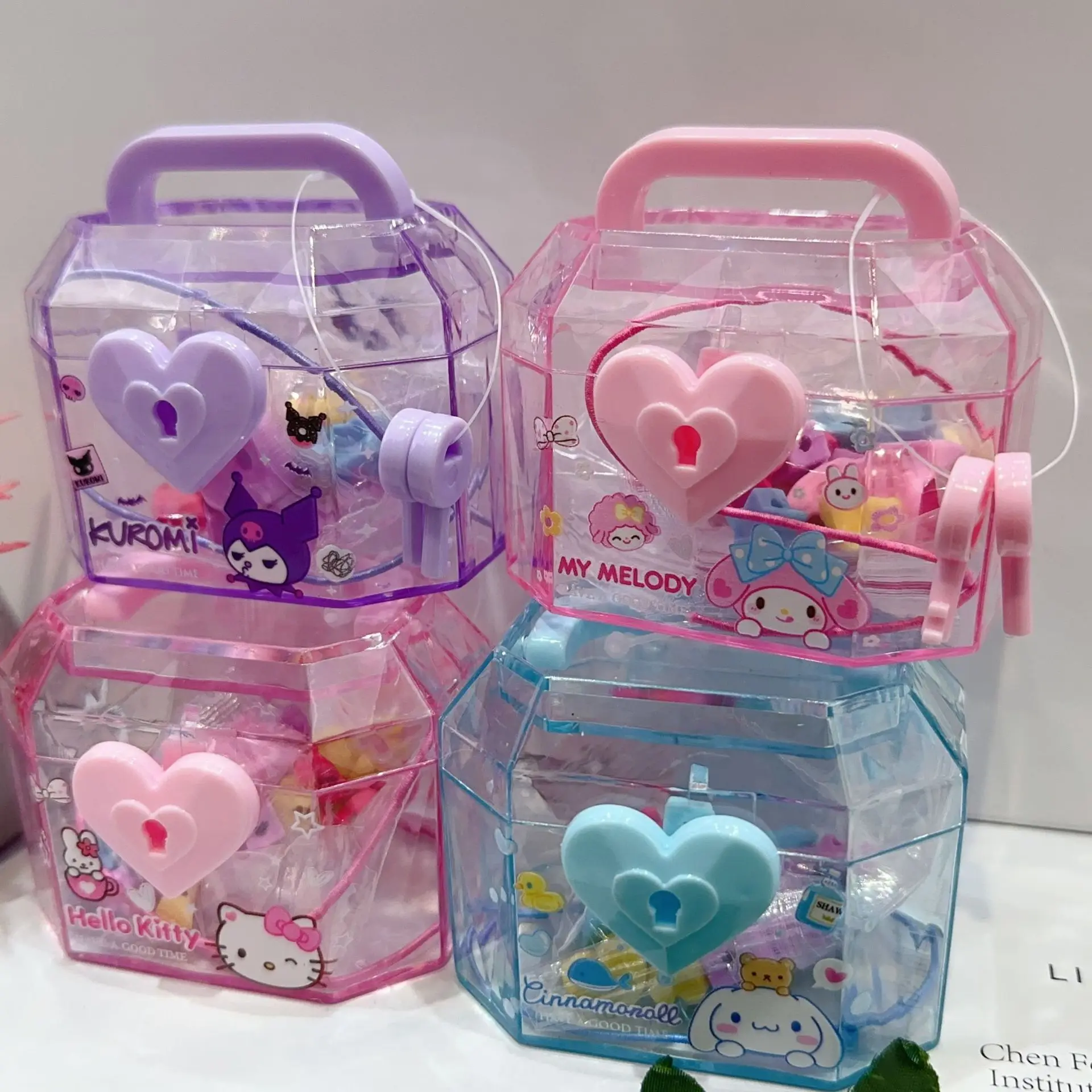 Imagem -02 - Criativo dos Desenhos Animados Sanrio com Lock Box Treasure Chest Eraser Faça Você Mesmo Mini Eraser Papelaria Suprimentos para Estudantes Atacado