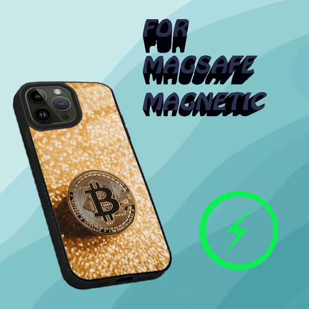 Crypto Currency Bitcoin BTC Phone Case For iPhone 15,14,13,12,11,Plus,Pro,Max Mini Magsafe Magnetic Wireless Charging