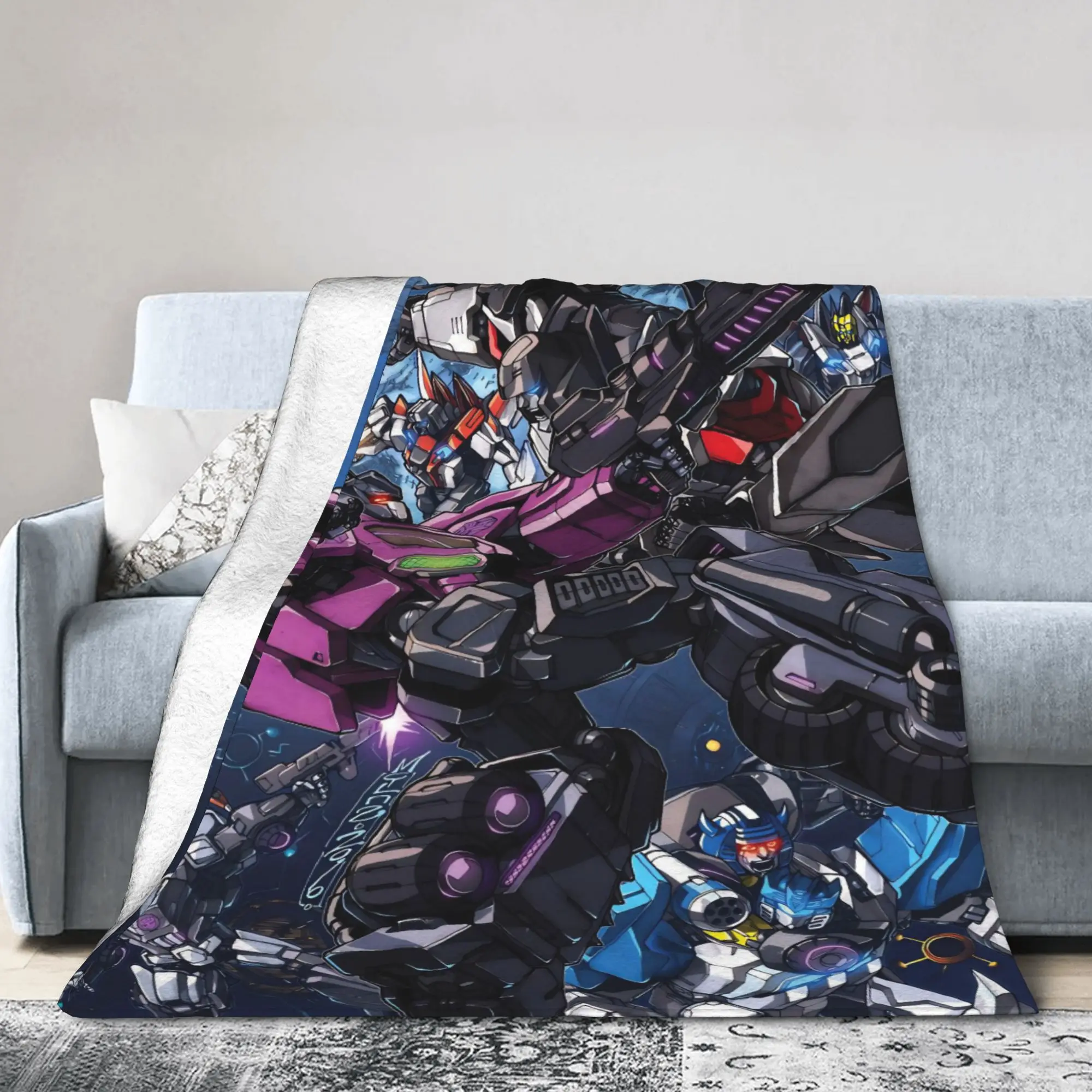 Warm Soft BlanketKids Travel Transformered Cartoon Throw Blanket  Flannel Bedspread For Couch Bed Funny Sofa Bed Cover