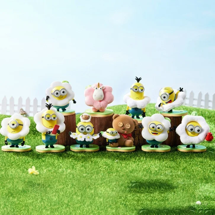 MINISO Minions Blind Box Minions Flower Garden Series Mystery Box Children's Day Christmas Gift Toys Desk Ornament Doll Genuine