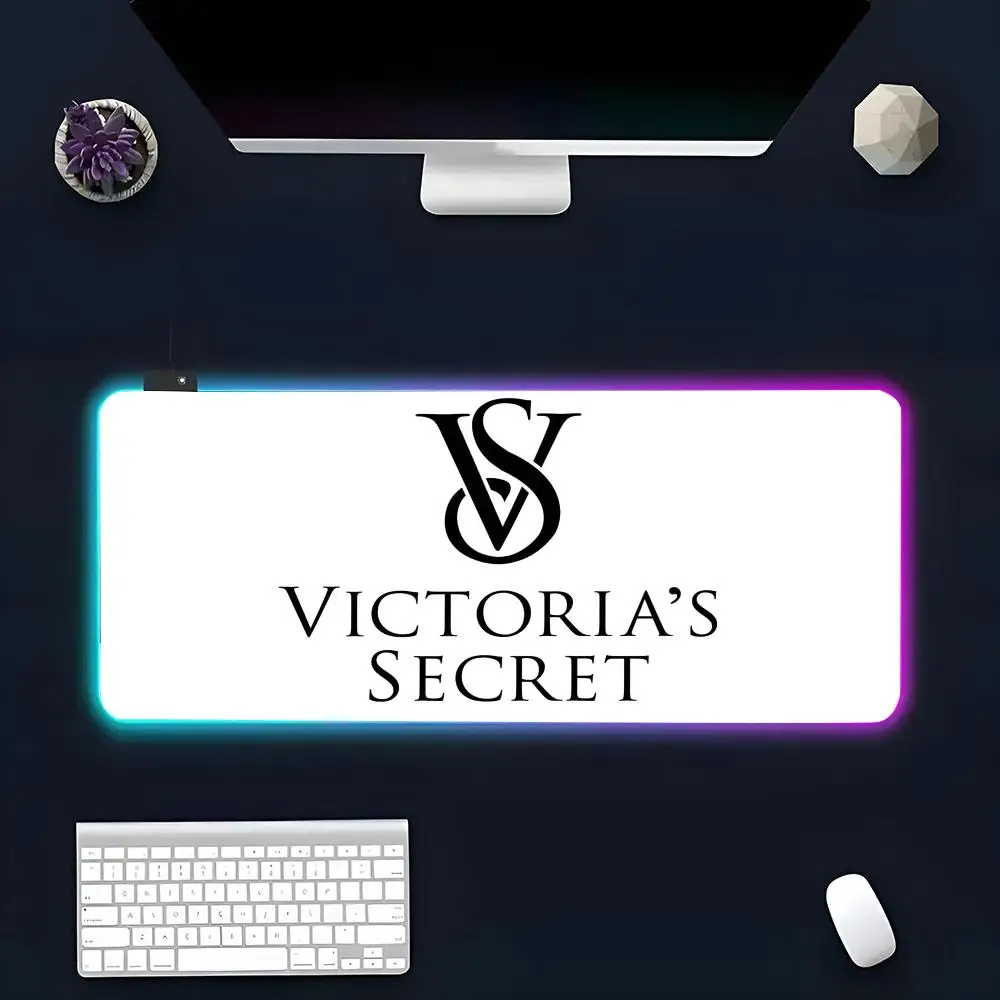Is The V-Victoria S-Secret Mouse Pad RGB Glow Personality Picture Custom PC Table Mat Carpet Mat Game Player Dedicated LED