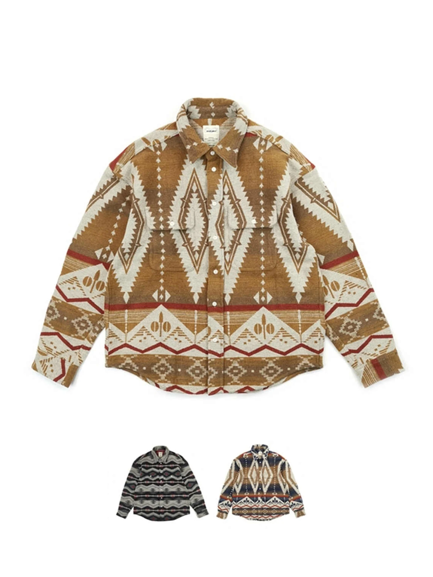 

Retro Flannel Shirt Navajo Ethnic Style Indian Autumn/Winter American Jacket for Men