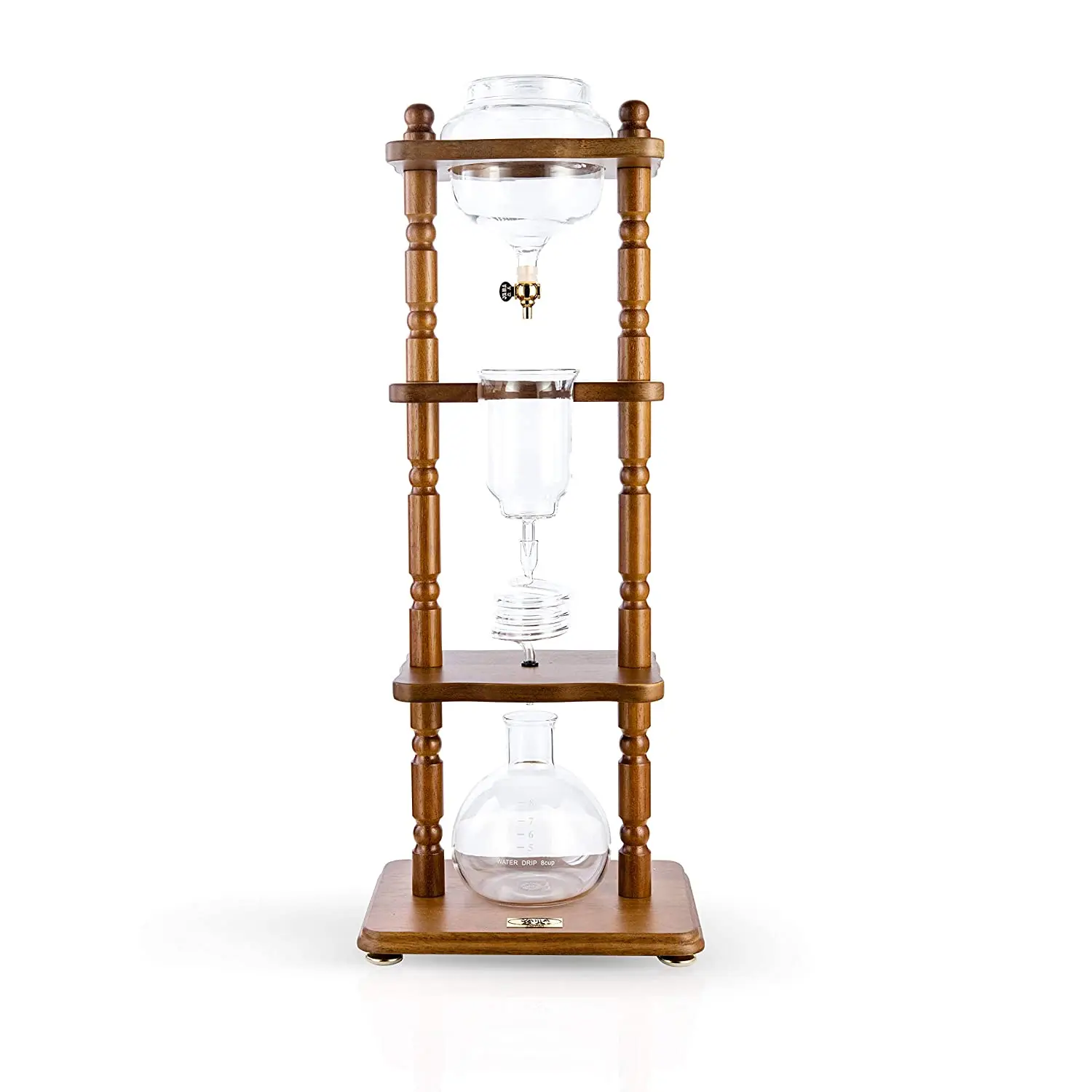 

YAMA glass cold coffee drip maker dutch 6-8 /25CUPS COLD DRIP MAKER CURVED BROWN WOOD FRAME (32OZ)