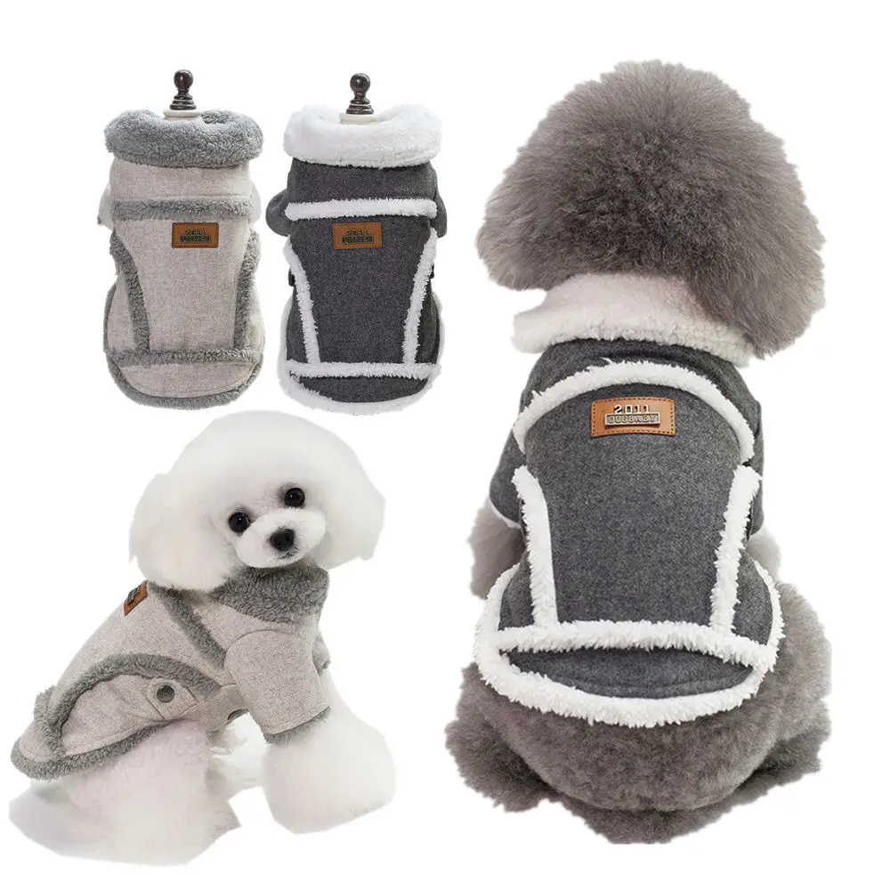 

Warm Chihuahua Dog Cat Clothes Winter Fur Collar Small Dogs Puppy Coat Thick Cotton Pet Jacket Outfits Clothes for Small Dog Pug