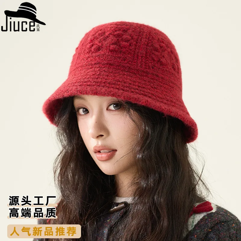 

Fashion Fisherman Hat Autumn Winter New Texture Knit Basin Hat Simple Versatile Plain Hat Bucket Hat Chapeu 4m703