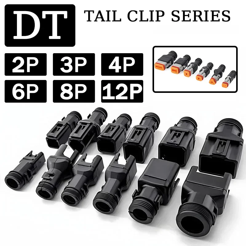 

10/50Sets 2-12Pin Male Female DT Connector Tail Clip Set with Corrugated Pipe Fixed Harness Clip,Protective Sheath 1011-235-0405