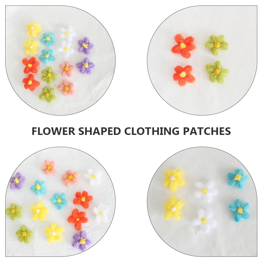 

35Pcs Flower Shaped Clothing Patches Premium Wool Yarn Small Floral Appliques for DIY Clothes Bags Hats Dresses Decorative
