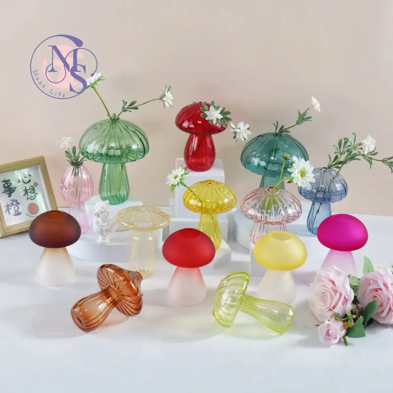 Mushroom vase ins Feng Hydroponic Glass Pot Gardening Ornament Decorative Aromatherapy Vase Premium Flower Potted Plant Utensils