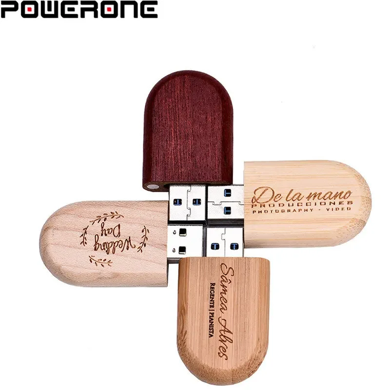 1PCS Free Custom LOGO USB Flash Drives 64GB Wooden + Box Pen Drive 32GB Wedding Gifts USB 2.0 Memory Stick 16GB Photo U Disk 8GB