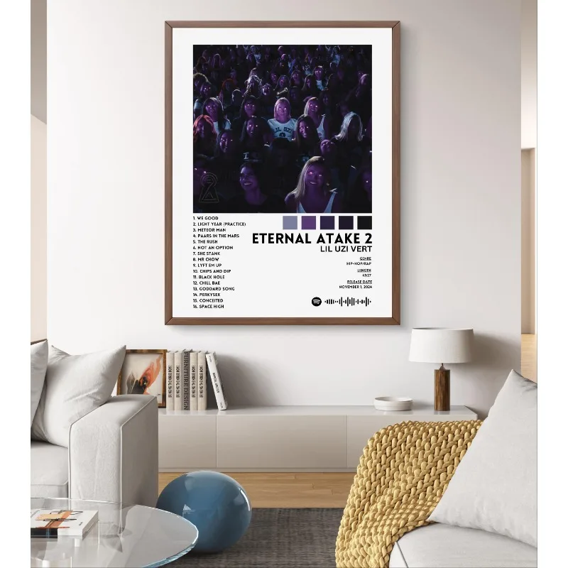 الهيب هوب الموسيقى ليل مغني الراب عوزي فيرت المشارك الأبدية Atake/الشريط الوردي/Luv هو الغضب غلاف الألبوم الكلاسيكية الراب المسار قماش جدار ديكور فني #2