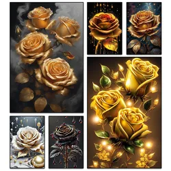 Nouveau Diamond Paint DIY Flowers Shiny Rose Diamond Mosaic 5D Square Round Rhinestones 2024 Cross Stitch Kit Home Wall Decor