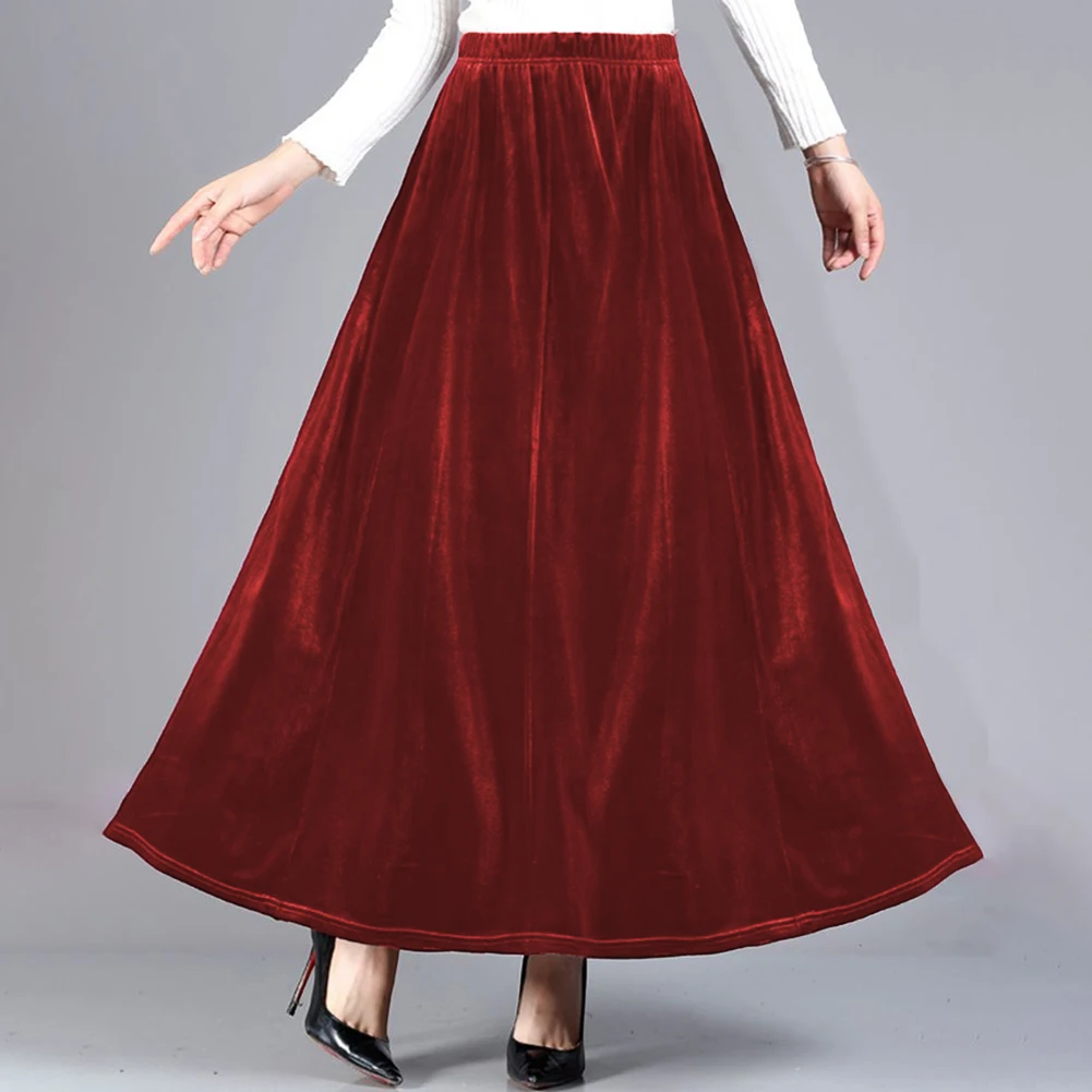 Casual Skirt A-line Skirt Black Versatile Long Velvet Skirt A-line Skirt Daily Wear Long Skirt Microelasticity