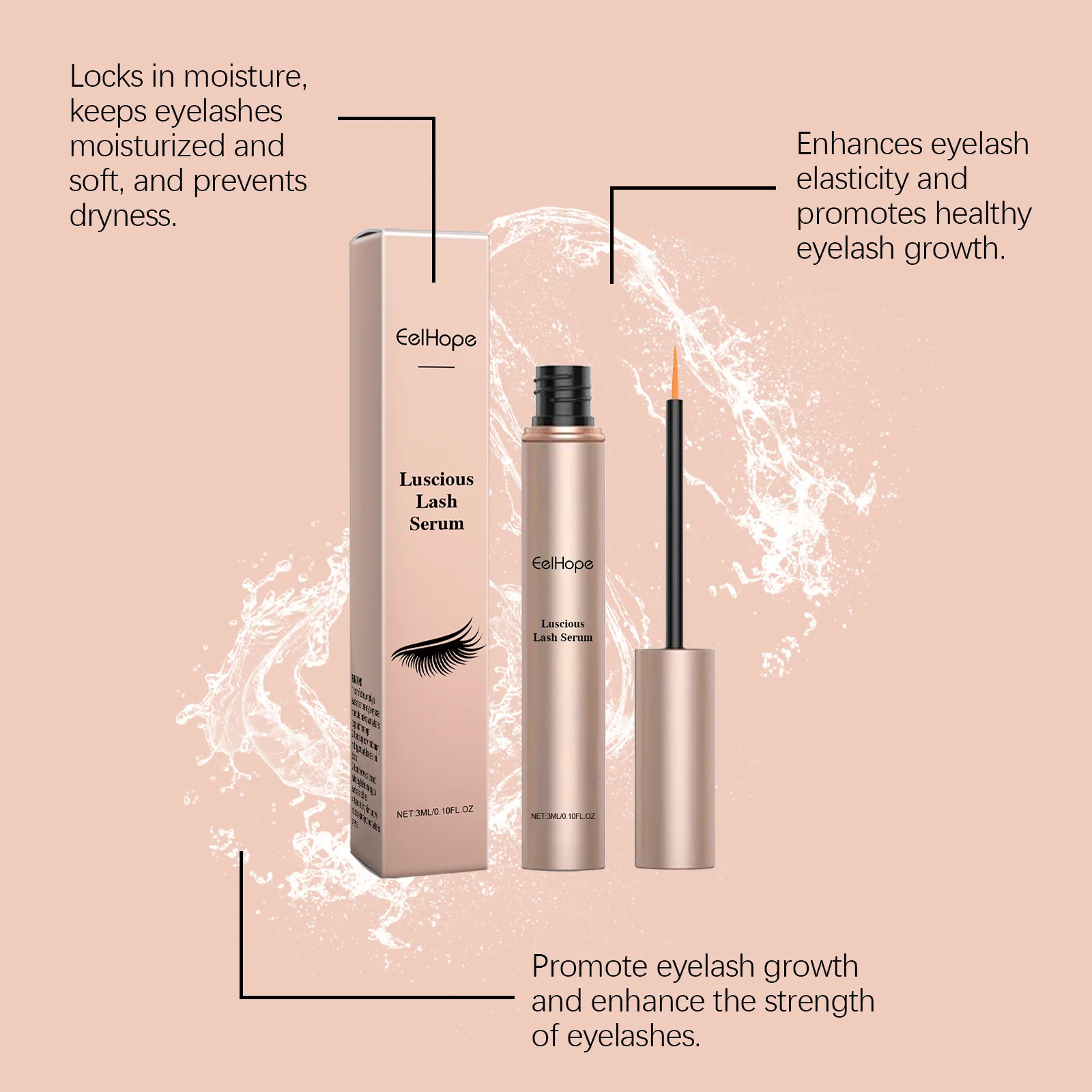 Siero per la crescita delle ciglia Ciglia naturali Più piene Più spesse Allungamento Curling Ciglia Anti perdita di capelli Siero nutriente per potenziare le ciglia