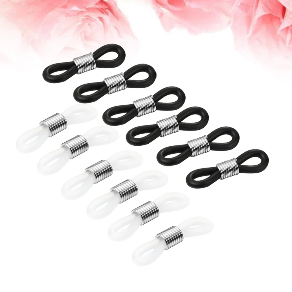 

12pcs Eyeglasses Chain Rubber Ring Connector Non Slip Glasses Strap Accessories For Eyeglass Holders Black White Stabilizer Diy