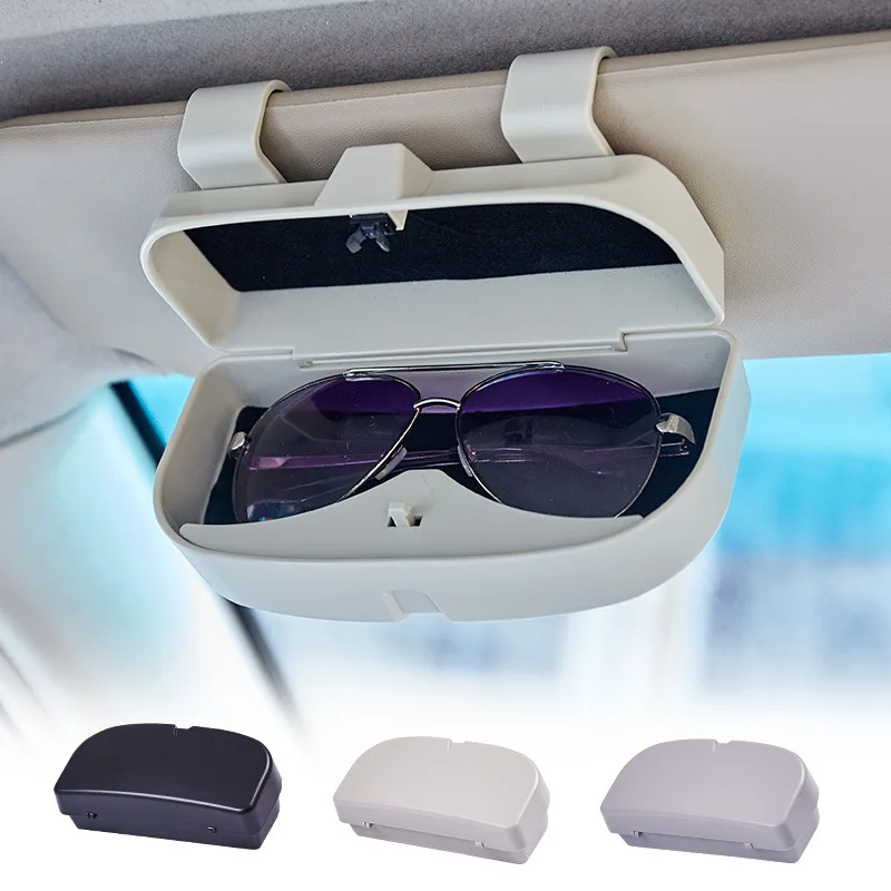 Car Glasses Holder Universal Sun Visor Sunglasses Case Sturdy Eyeglasses Hanger Glasses Box Organizer Sunglasses Mount Case