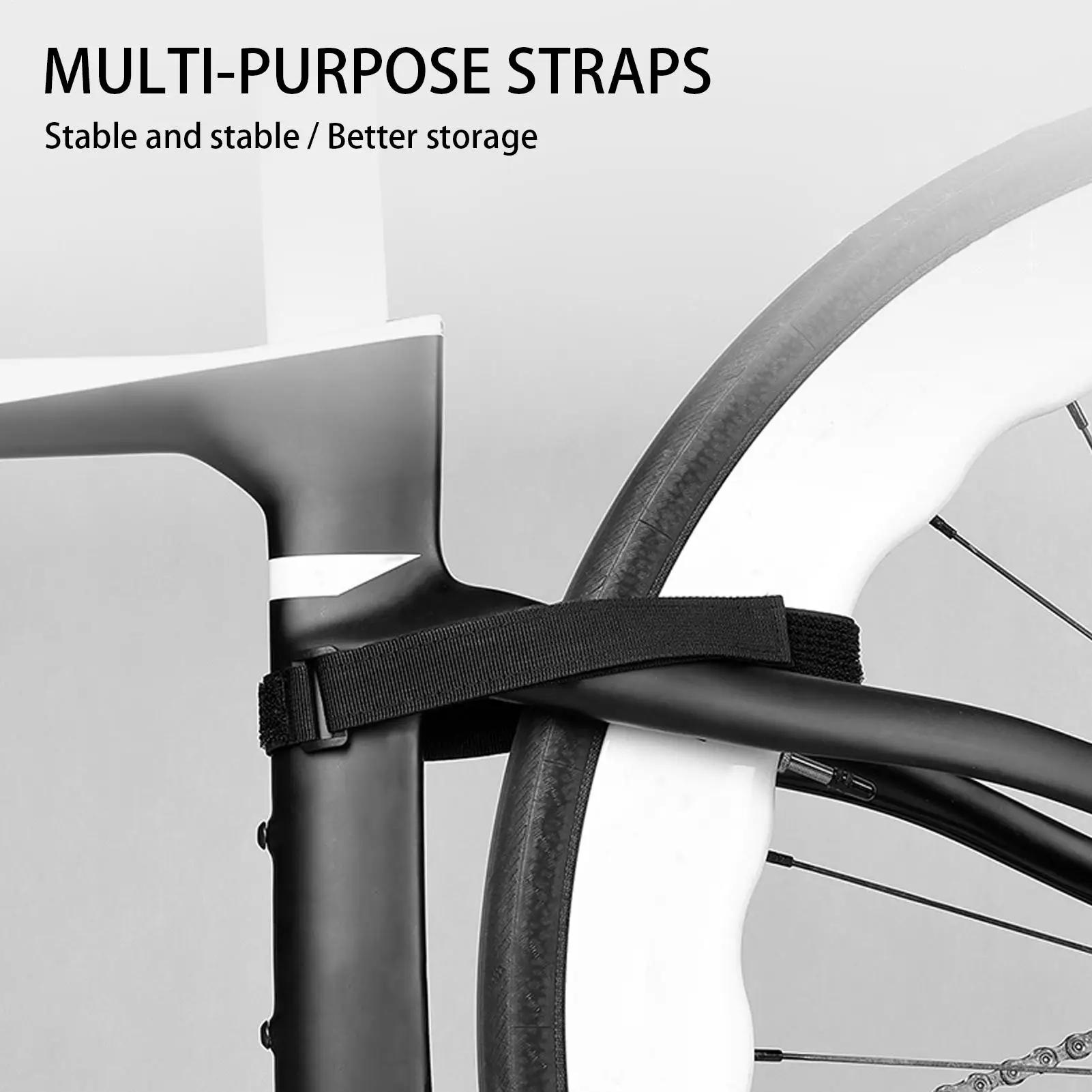 

2pcs Adjustable Bike Wheel Strap, Anti-Slip Folding Frame Ties for Tire Rack Tube Hose Road Mountain Cycling Supplies