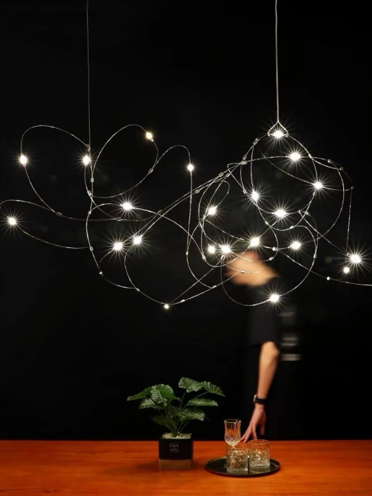 Designer Flock Kroonluchter Creatieve Firefly Hanglamp Voor Villa Woonkamer Hotel Receptie Luxe Eettafel Hanglamp - afbeelding 2