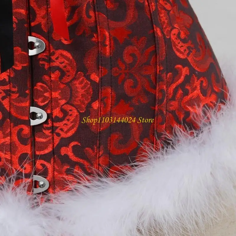 N5KE Feathers Corsets Bustiers Lingeries Shapewear Top Naughty Christmas Costumes