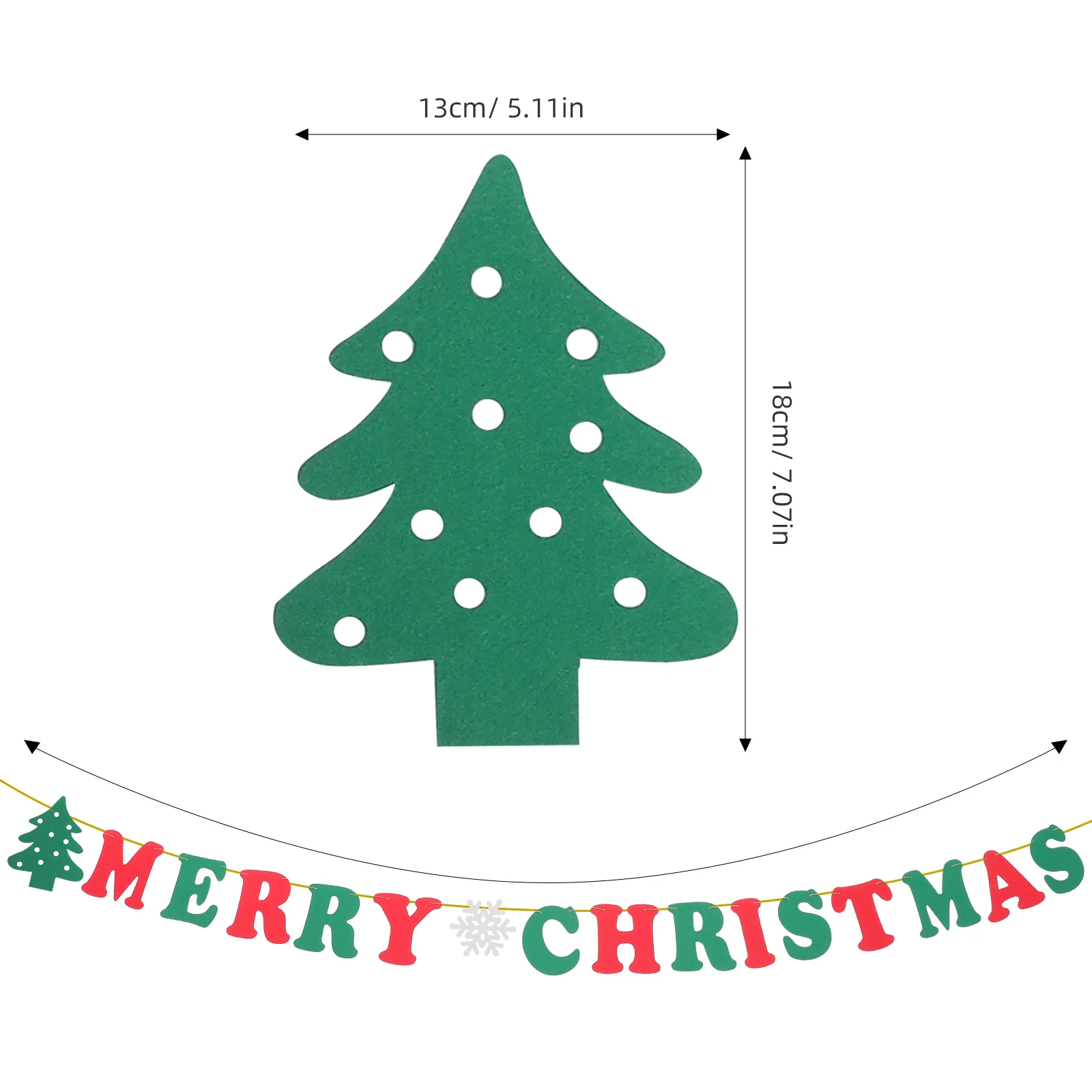 

15Pcs Christmas Favor Flags Merry Christmas Banner Decor Red Green White Felt Garland 15x15cm 28M Long for Party House Tree