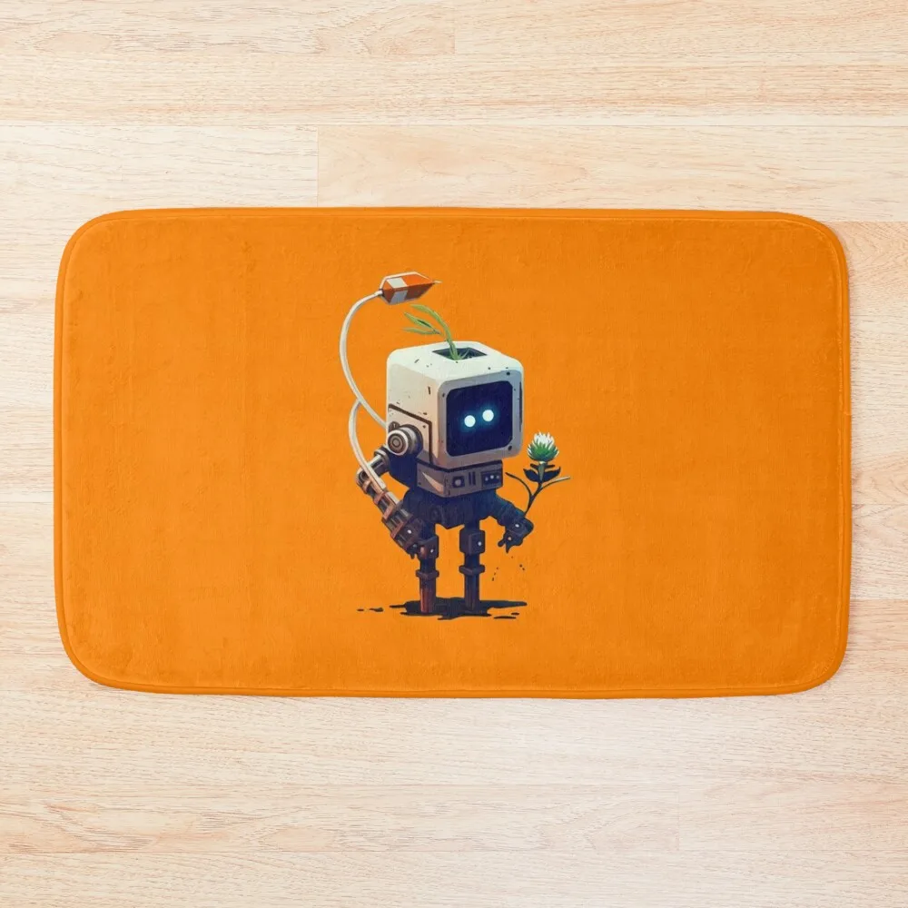 Cyberpunk Robot With Flowers - Cyberpunk Flowers Bath Mat Waterproof Bathroom Rugs Living Room Rug Entrance Door Mat