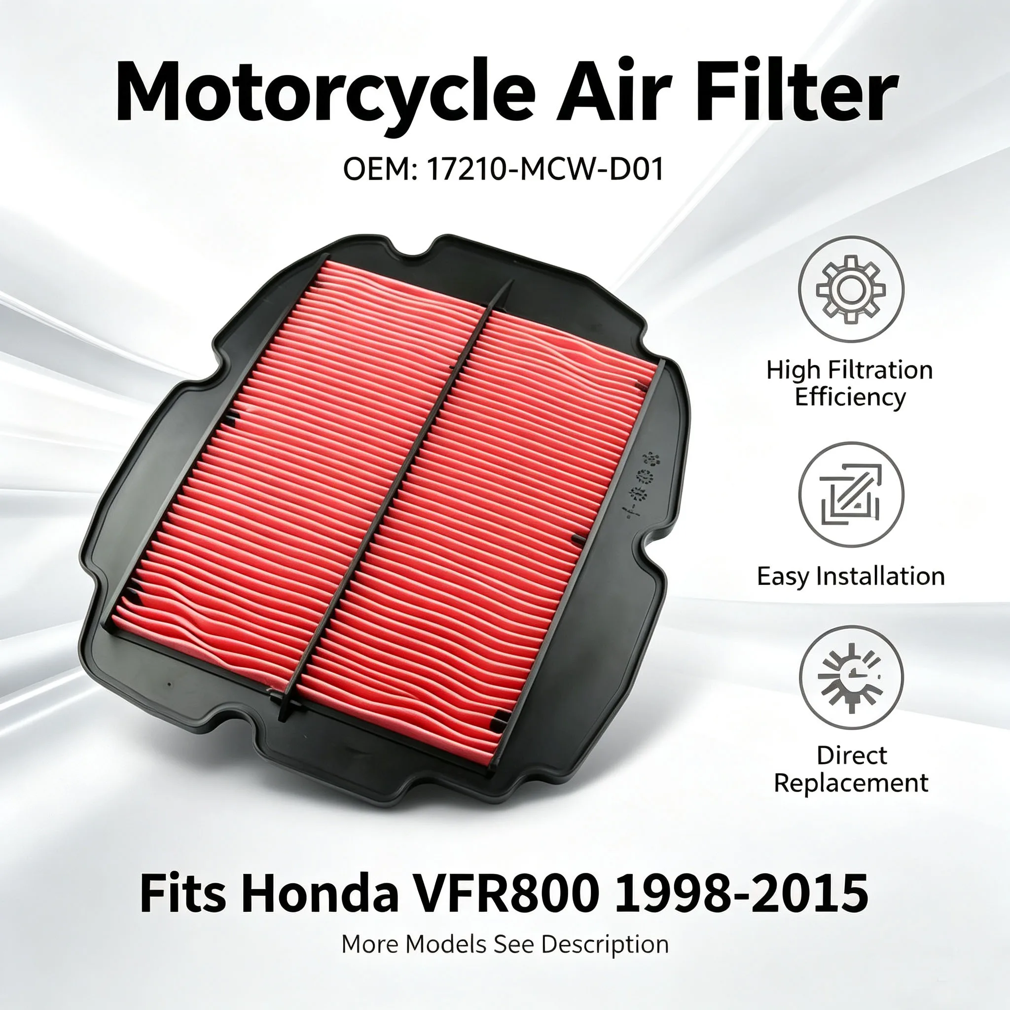 17210-MCW-D01 Motorcycle Engine Parts Air Filter System Filters For Honda VFR800 1998 1999 2000 2001 2002 2003 2004 2005-2015