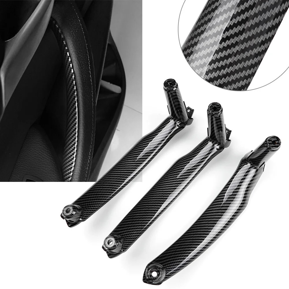 Car Styling Interior Door Pull Handle Trim Carbon Fiber ABS Parts For BMW E70 E71 E72 X5 X6 2008 2009 2010 2011 2012 2013 LHD