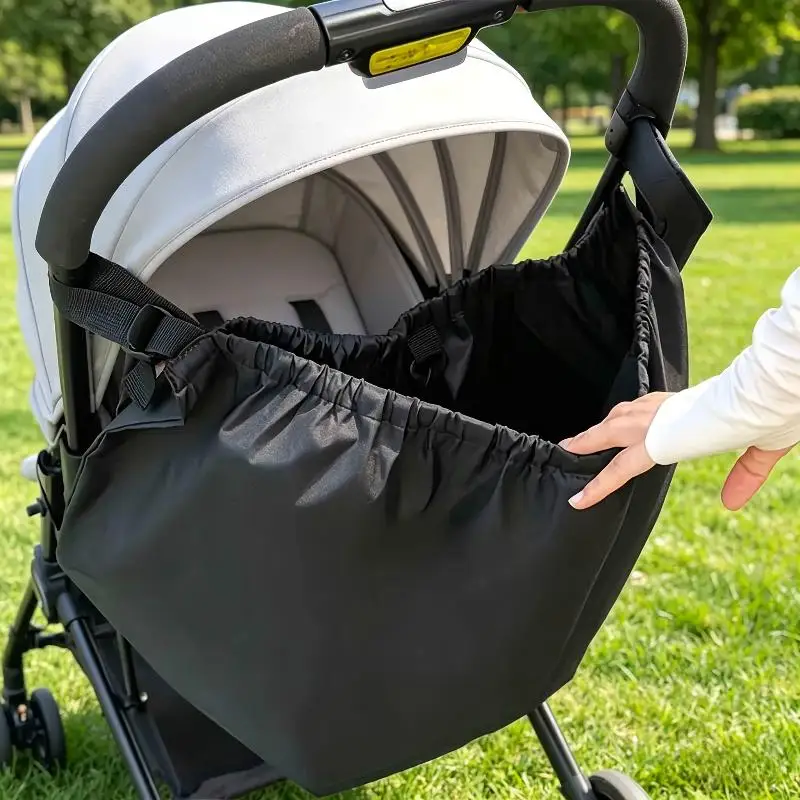 Large Capacity Stroller Hanging Bag Reusable Washable Mummy Bag Stroller Organizer Black Baby Pram Storage Accessory