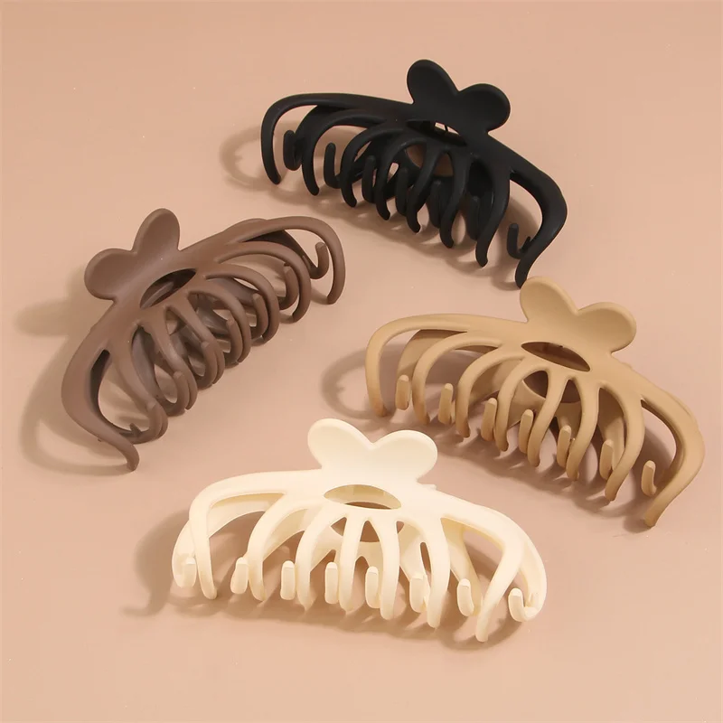 New 12cm Hair Claw Clips Extra Large Hollowed Geometric Plastic Matte Color Shark Clip Clamps Grab Girls Women Hair Accessories