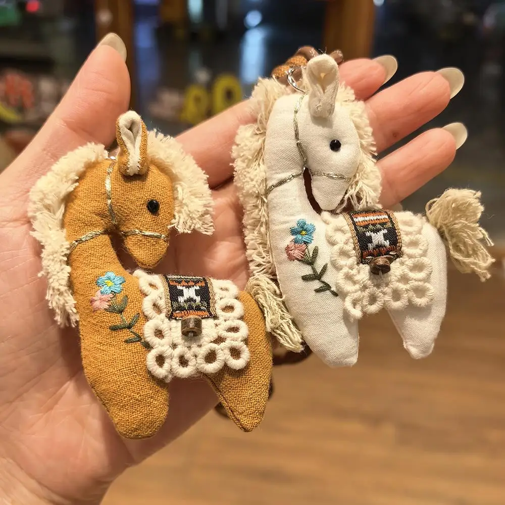 2026 السنة الجديدة الحصان السنة الكتان القطن مفتاح سلسلة الحصان المفاتيح صغيرة المهر حقيبة قلادة لطيف السحر مكافحة خسر الأزياء DIY هدية #5