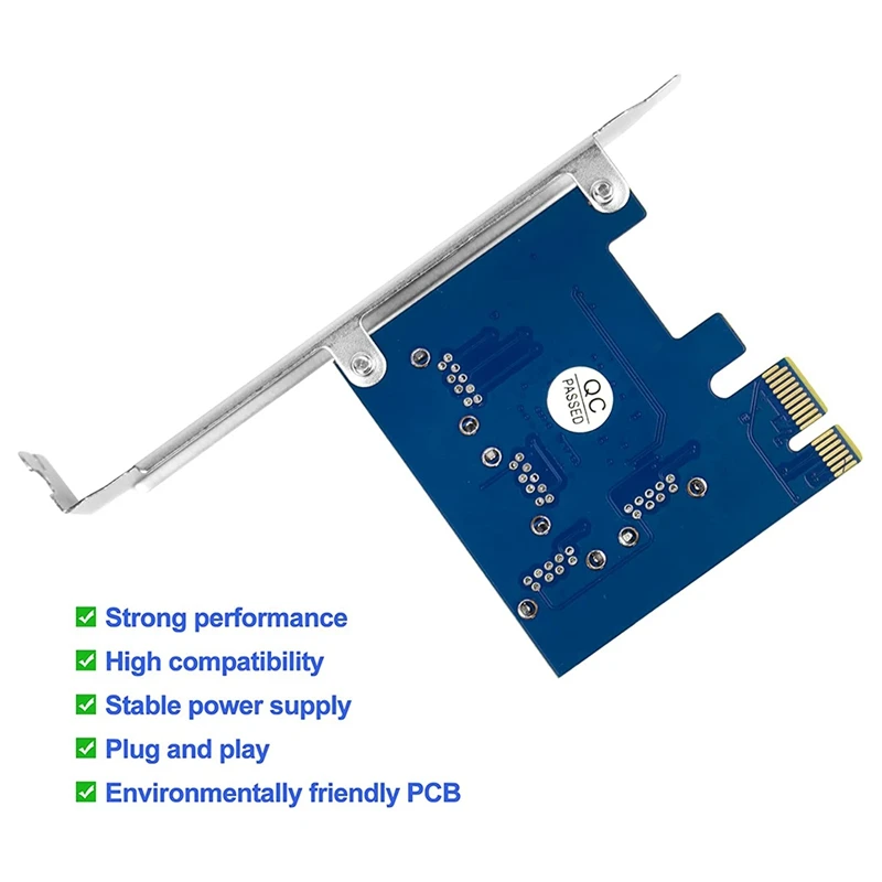 PCIE 1 To 4 Adapter Riser Card, PCIE Splitter 1 To 4 Riser Card, PCIE 1X To 4X, 4 In 1 PCI-E Riser Adapter Board USB 3.0