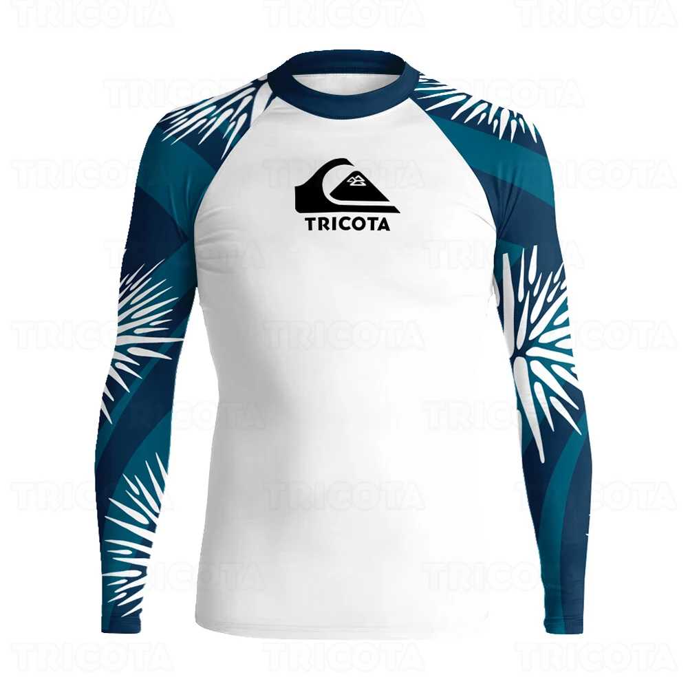 TRICOTA Men Printed Rash Guard Long Sleeve UV Sun Protection Surf T Shirt Skin Dive Top Beach Swimwear Surfing Clothes Floatsuit