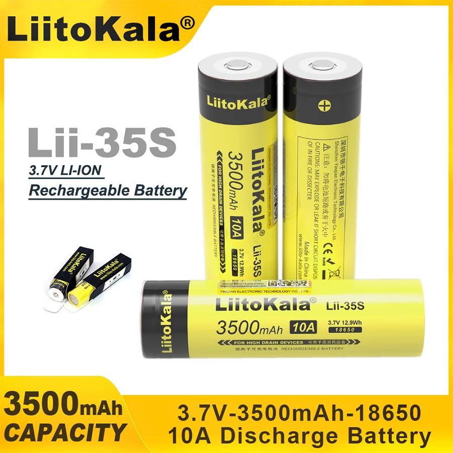 1-6PCS LiitoKala Lii-35S 18650 3.7V 3500mAh Rechargeable Lithium Battery for LED Flashlight+DIY Pointe