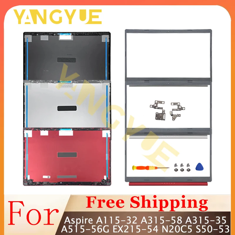 استبدال حافظة الكمبيوتر المحمول ل أسباير 5 A515-54 A515-53 A515-55 A515-55G S50-51 N18Q13 LCD الغطاء الخلفي/الحافة/المفصلات فضي رمادي داكن أحمر